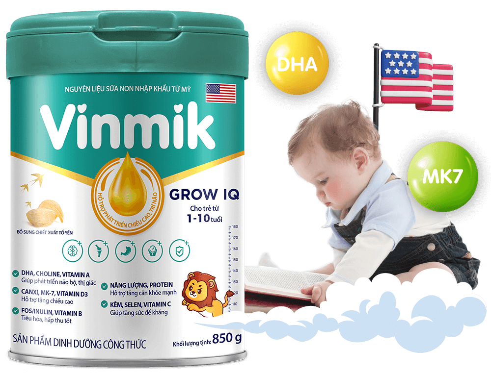 Sữa dinh dưỡng VinMik Grow IQ - Phát triển chiều cao và trí não
